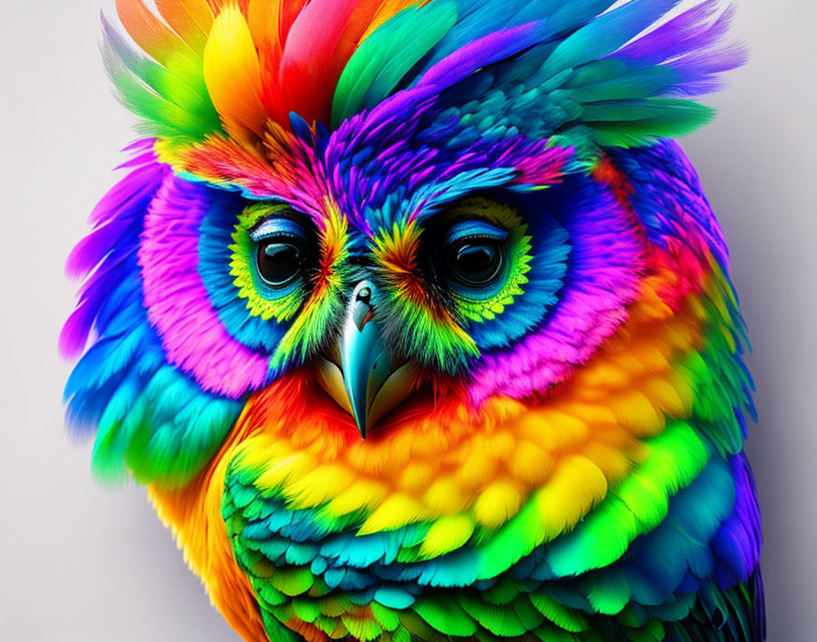 Colorful Rainbow Parrot Feathers in Purple, Blue, Green, Yellow, Orange, and Red