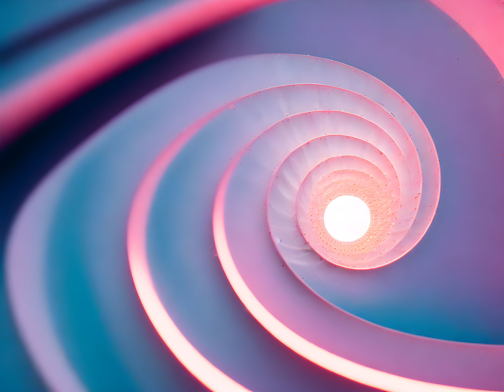 Pink and Blue Abstract Spiral Patterns with Circular Light and Water Droplets