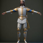 Greek God-Inspired 3D Figure with Lightning and Golden Armor