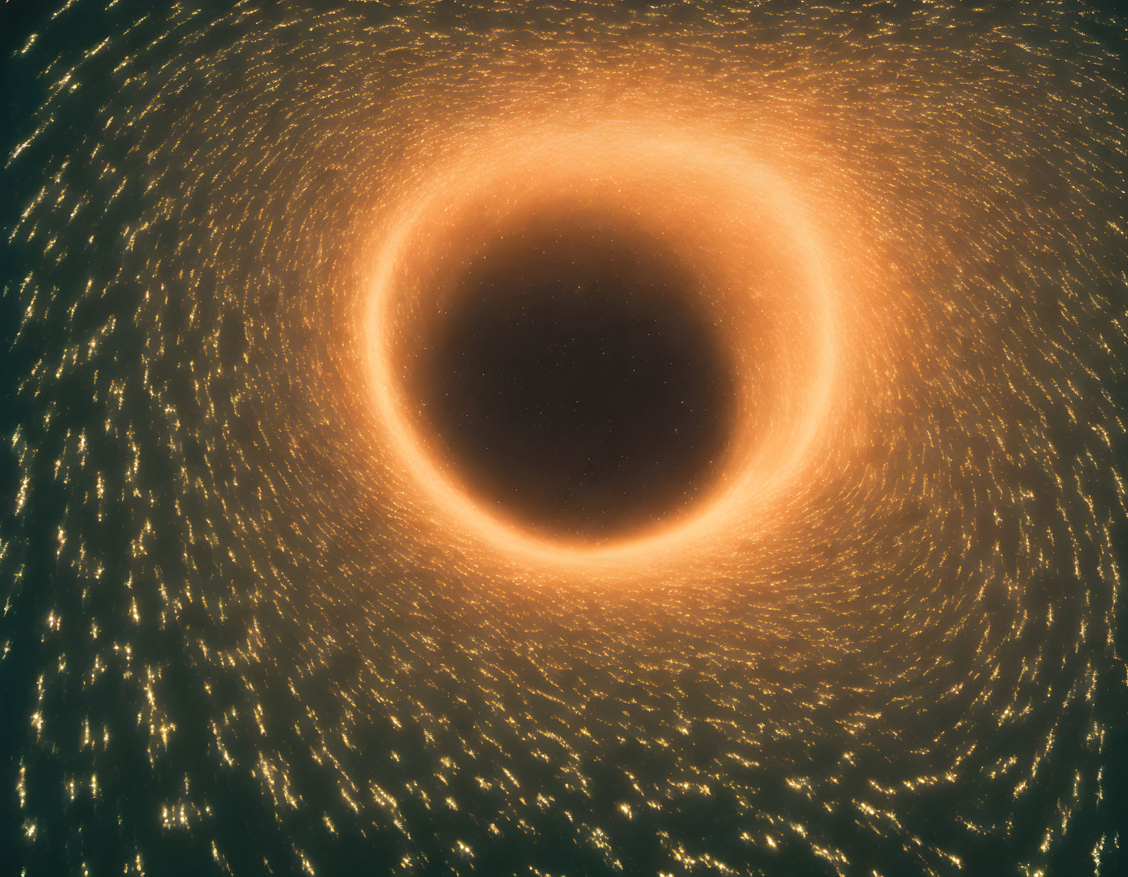 Orange Glowing Ring Surrounded by Golden Particles