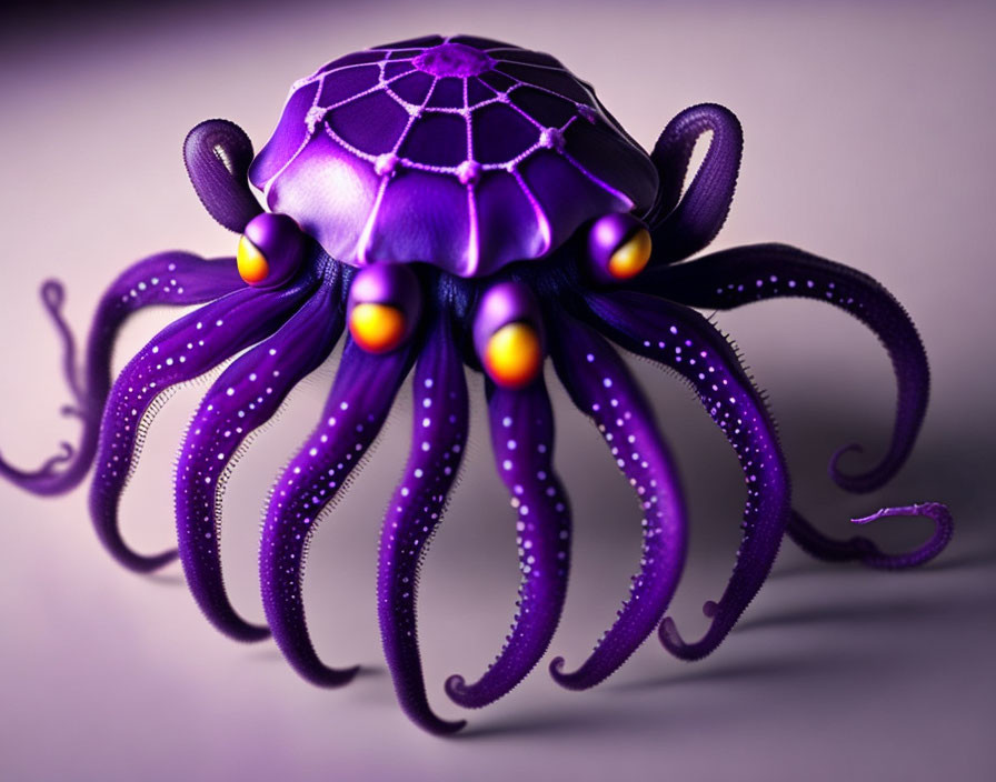 Stylized Purple Octopus Artwork with Patterned Mantle