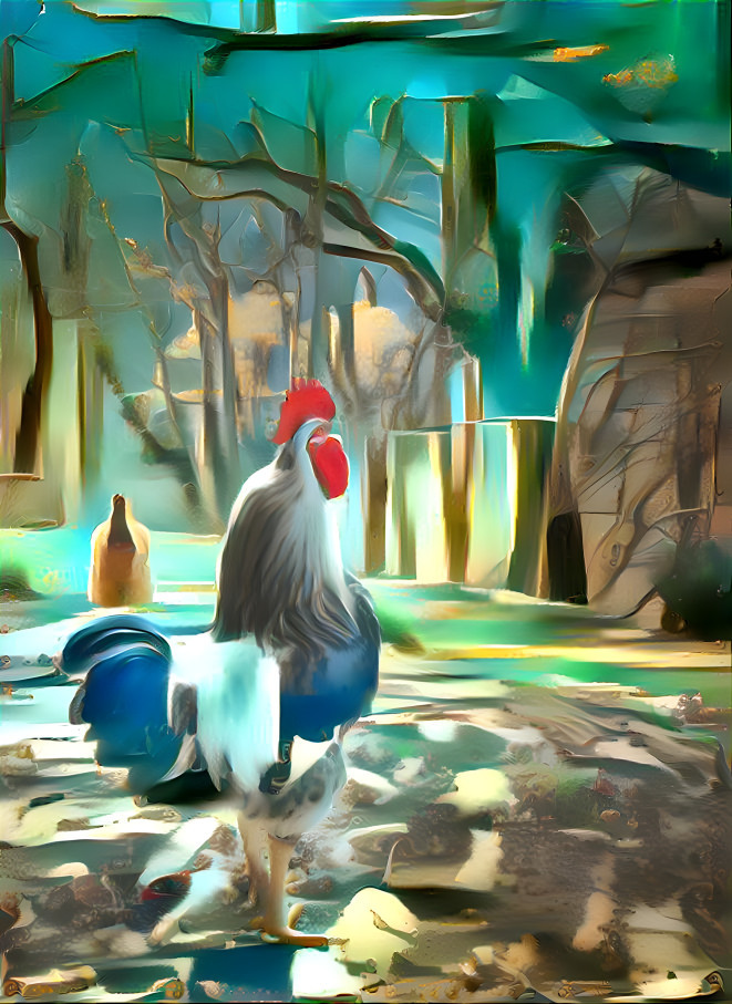 chickens in the (abstract) woods