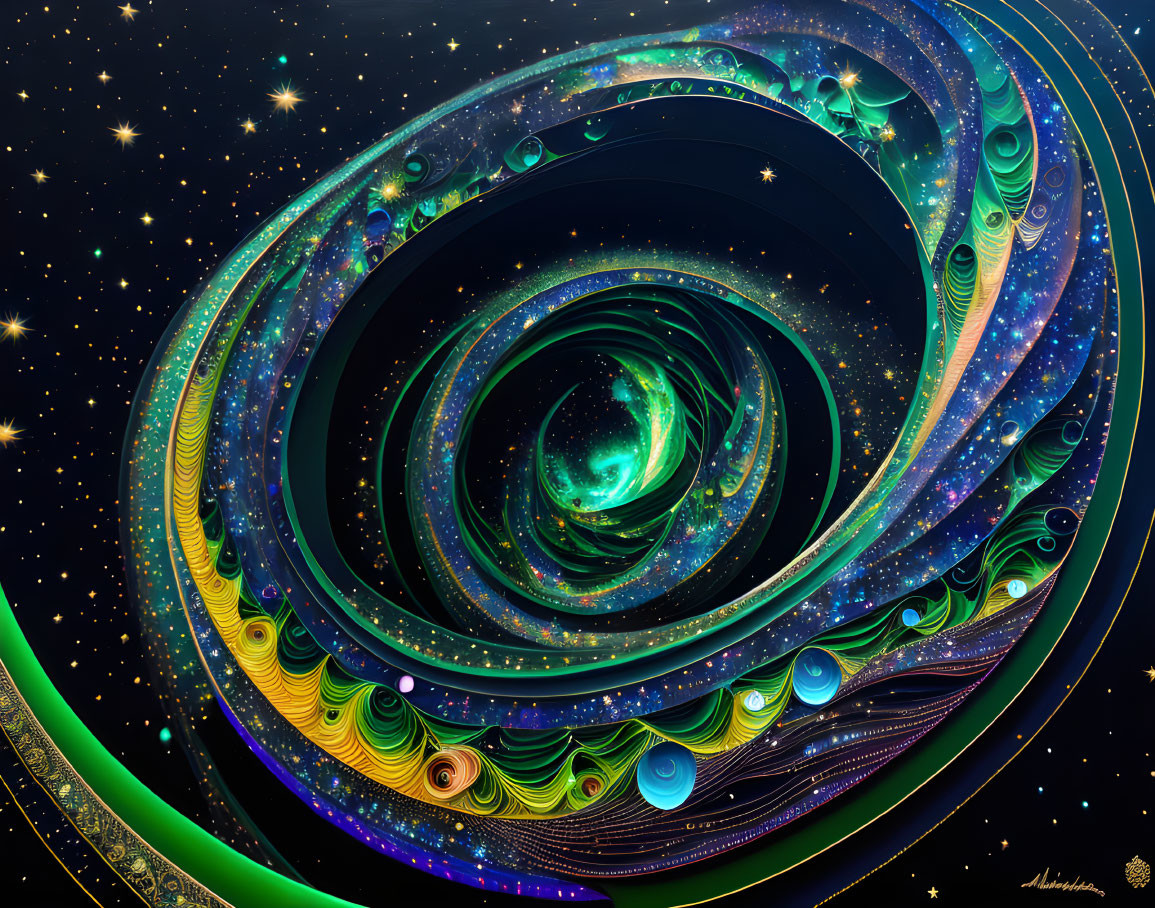 Colorful Abstract Spiral Galaxy Artwork with Bright Patterns