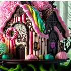 Colorful Gingerbread House in Enchanted Forest