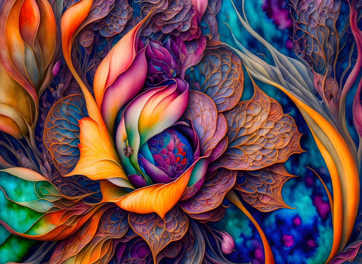 Colorful Floral Pattern Artwork with Organic Textures