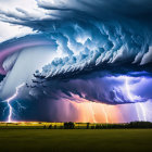 Impressive Thunderstorm with Lightning Bolts in Night Sky