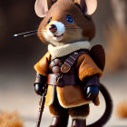 Medieval-themed anthropomorphic mouse with sword in snowy landscape