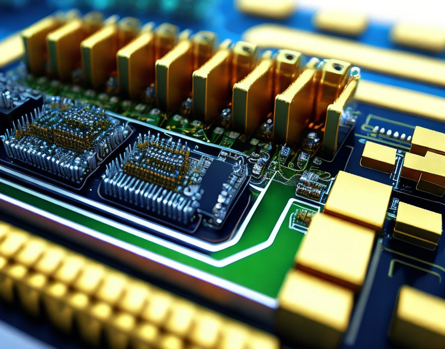 Detailed View of Electronic Circuit Board Components