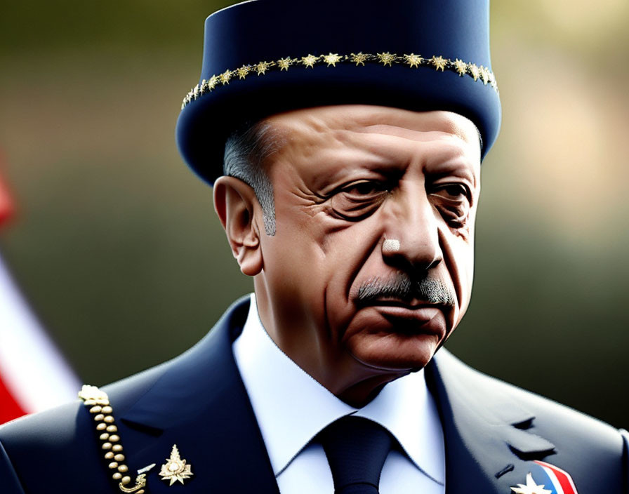 Man in ceremonial uniform with decorated hat and epaulettes