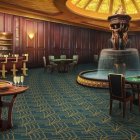 Luxurious Casino Interior with Plush Seating and Golden Accents