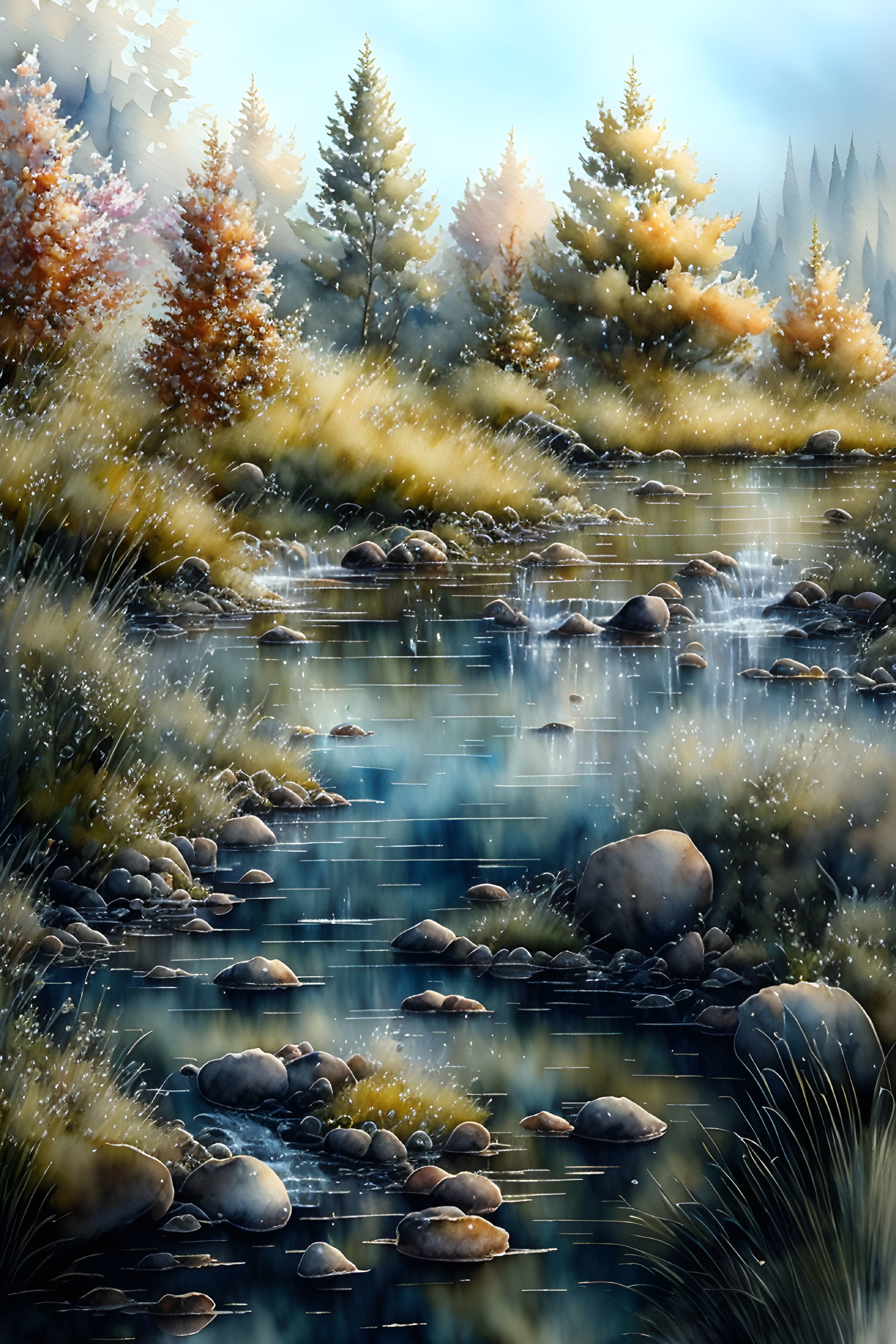 Autumn Bliss: Serene Forest Stream