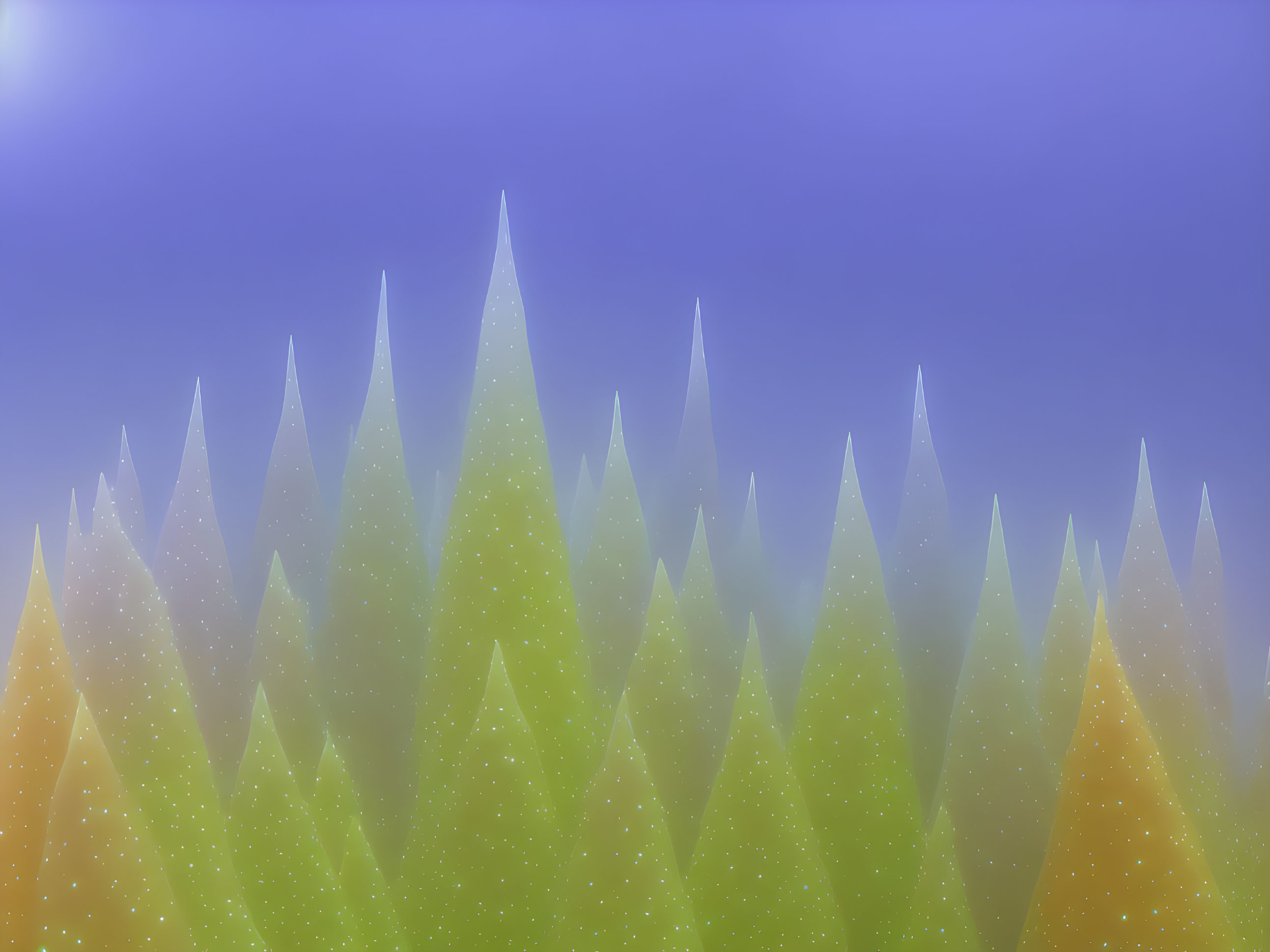 Abstract Forest Landscape with Triangular Trees in Green Shades