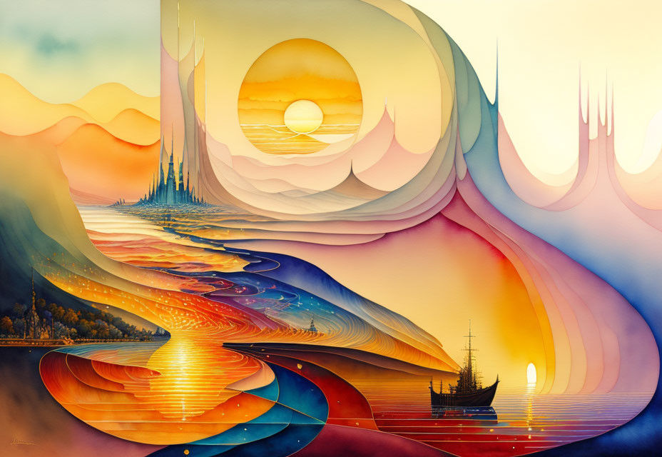 Sunset Serenity: A Surreal Landscape