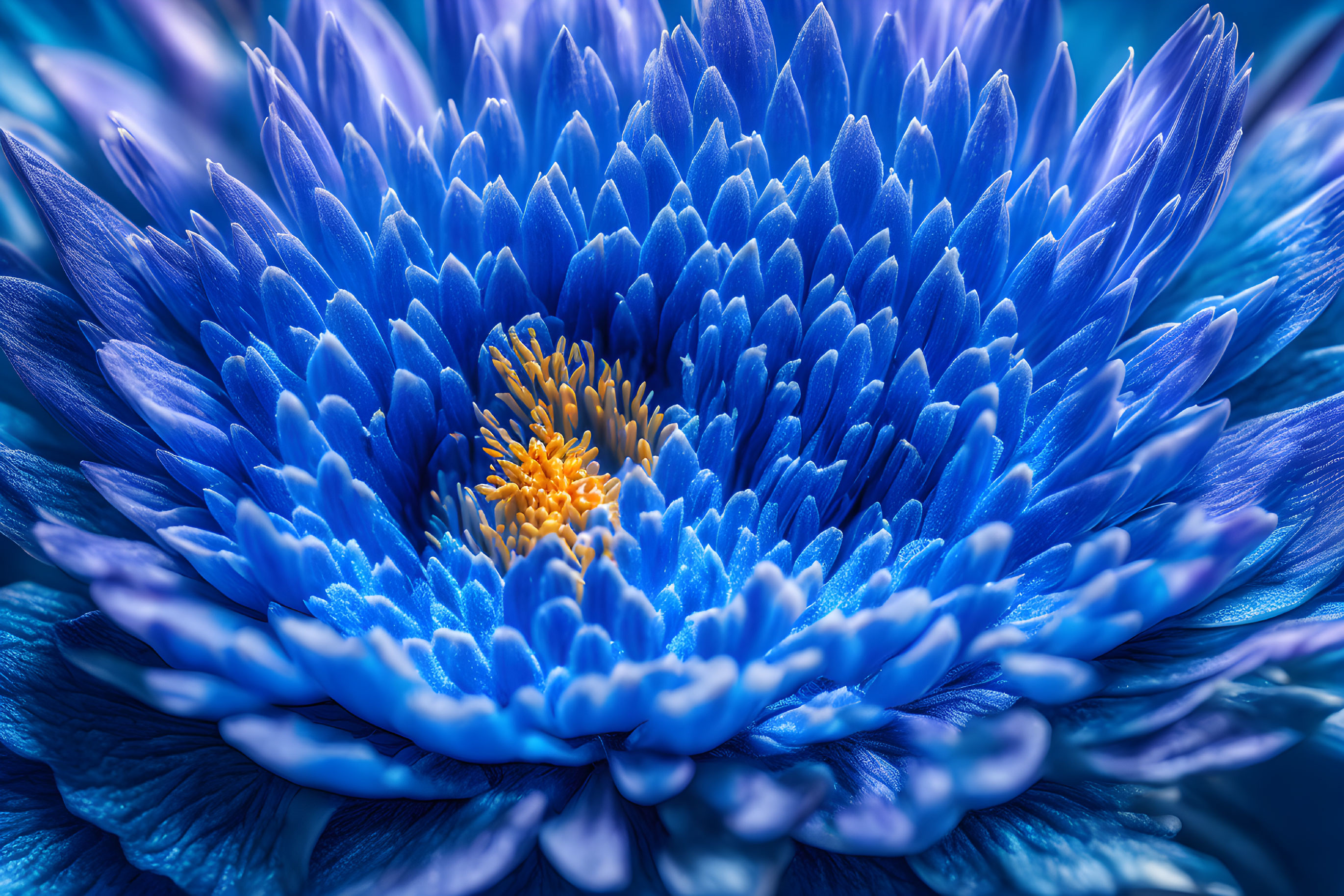 Detailed Blue Flower Macro Texture with Golden Center