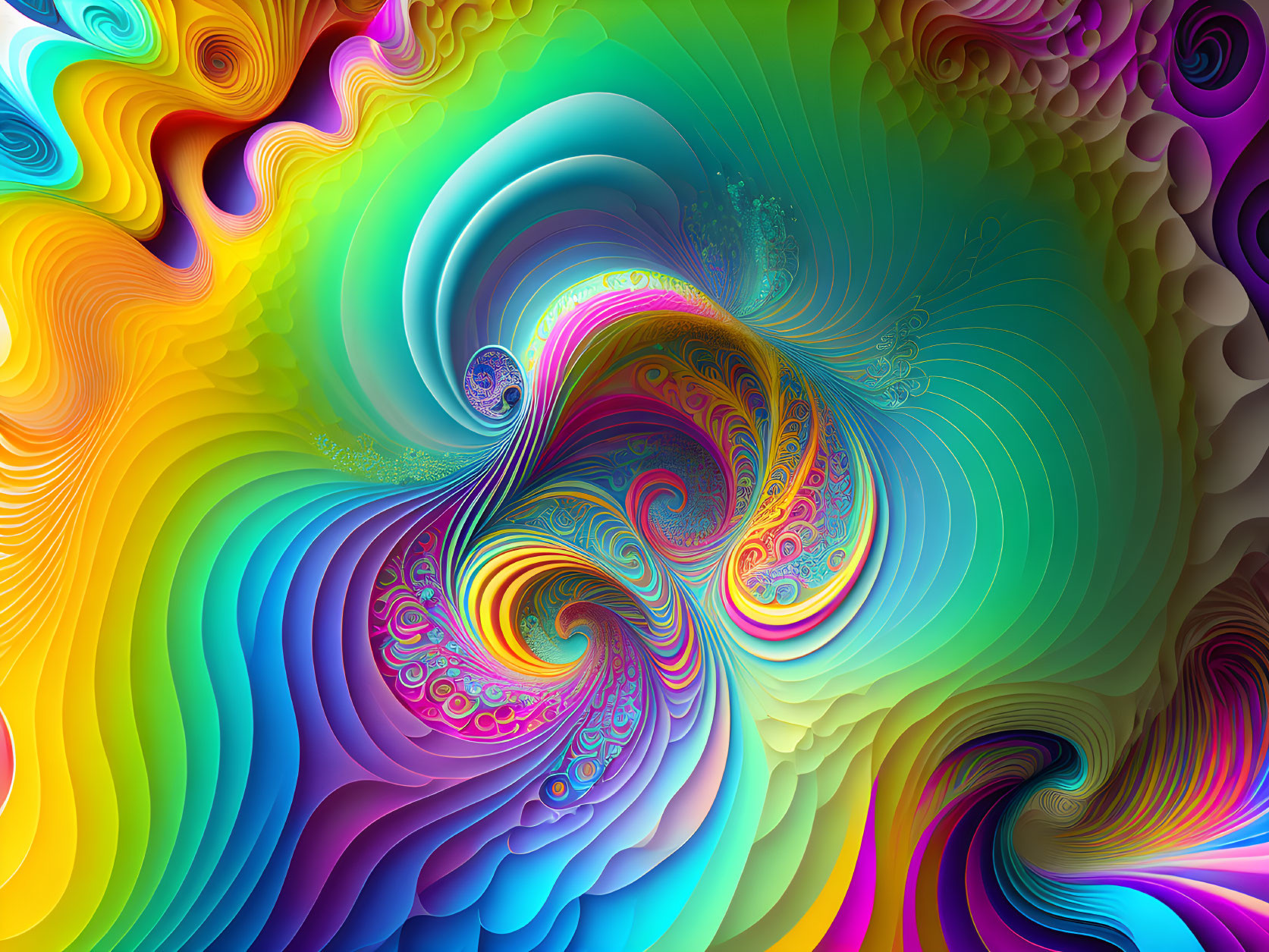 Colorful Abstract Fractal Art with Swirling Psychedelic Patterns