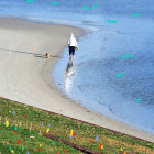 Tranquil beach scene with golden sands and gentle waves