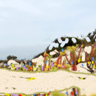 Colorful Wildflowers and Sand Dunes in Serene Desert Landscape