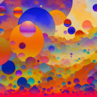 Colorful Abstract Artwork: Layered Circles in Purple to Yellow Gradient