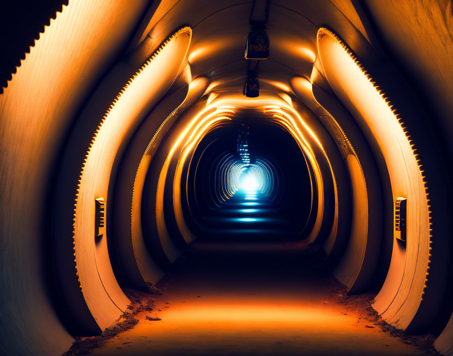 Futuristic tunnel with warm lighting and concentric circles.