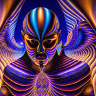 Colorful digital artwork of serene figure with intricate patterns in blue, purple, and orange