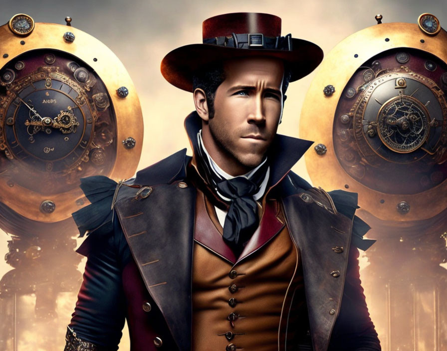 Victorian Era-Inspired Man in Steampunk Setting