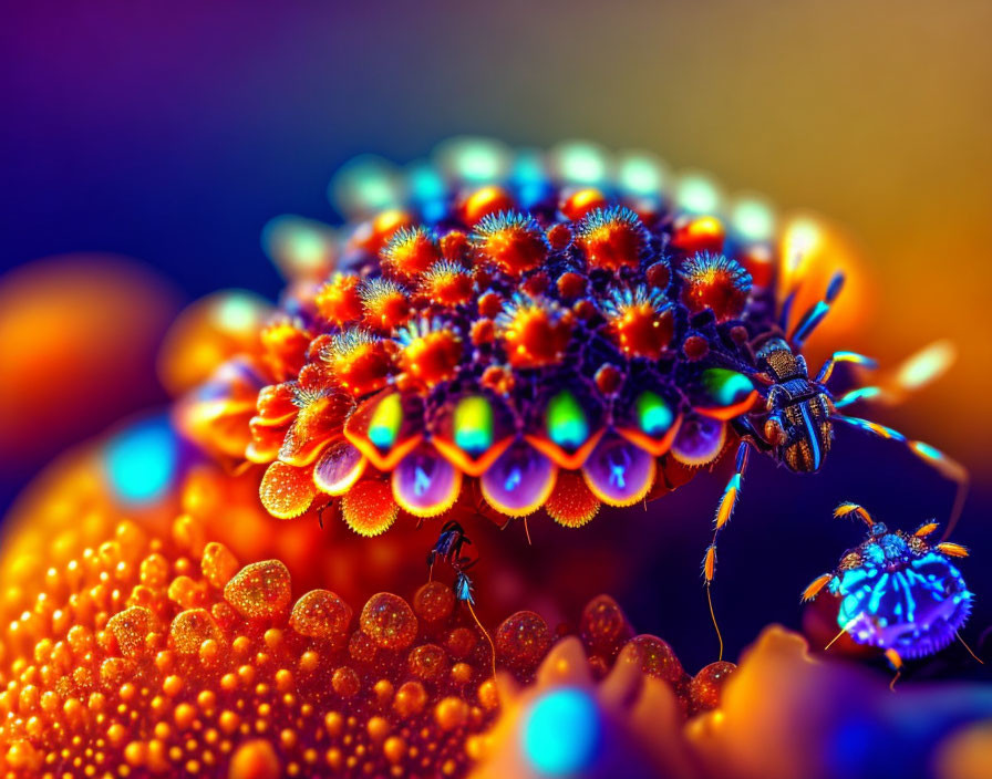 Vibrant daisy with dewdrops under bright lighting