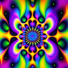 Colorful Fractal Pattern with Flower-Like Central Shape