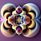 Symmetrical Fractal Design in Purple, Orange, and Blue Hues