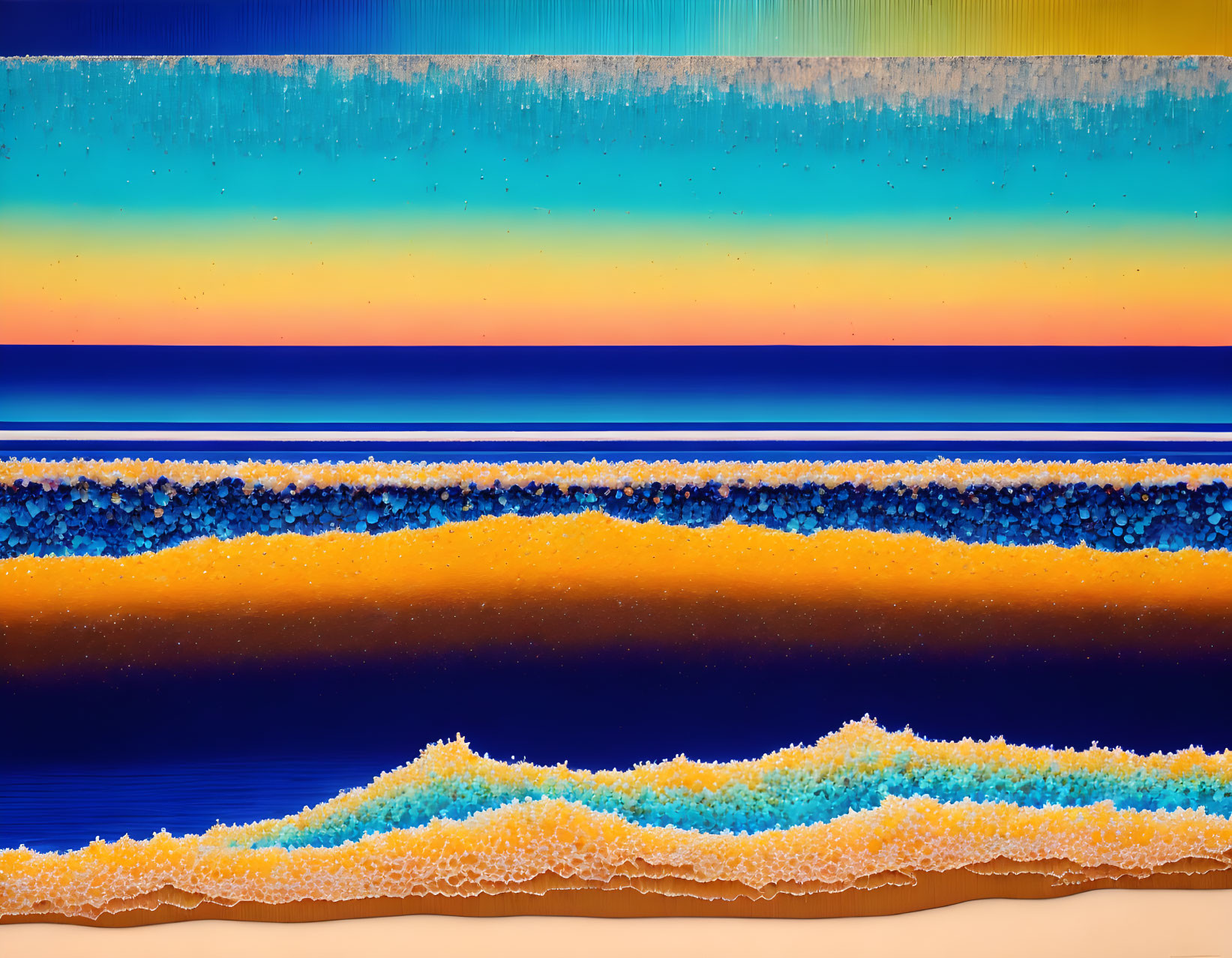 Layered Abstract Beachscape Texture with Pixelated Digital Effect