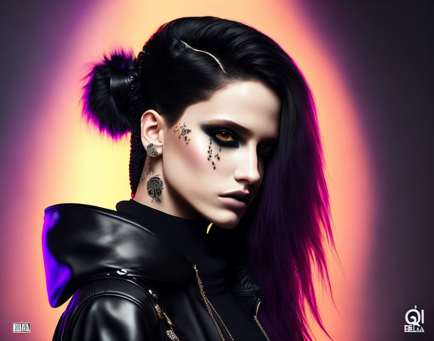 Colorful Hair and Striking Makeup Punk Style Portrait