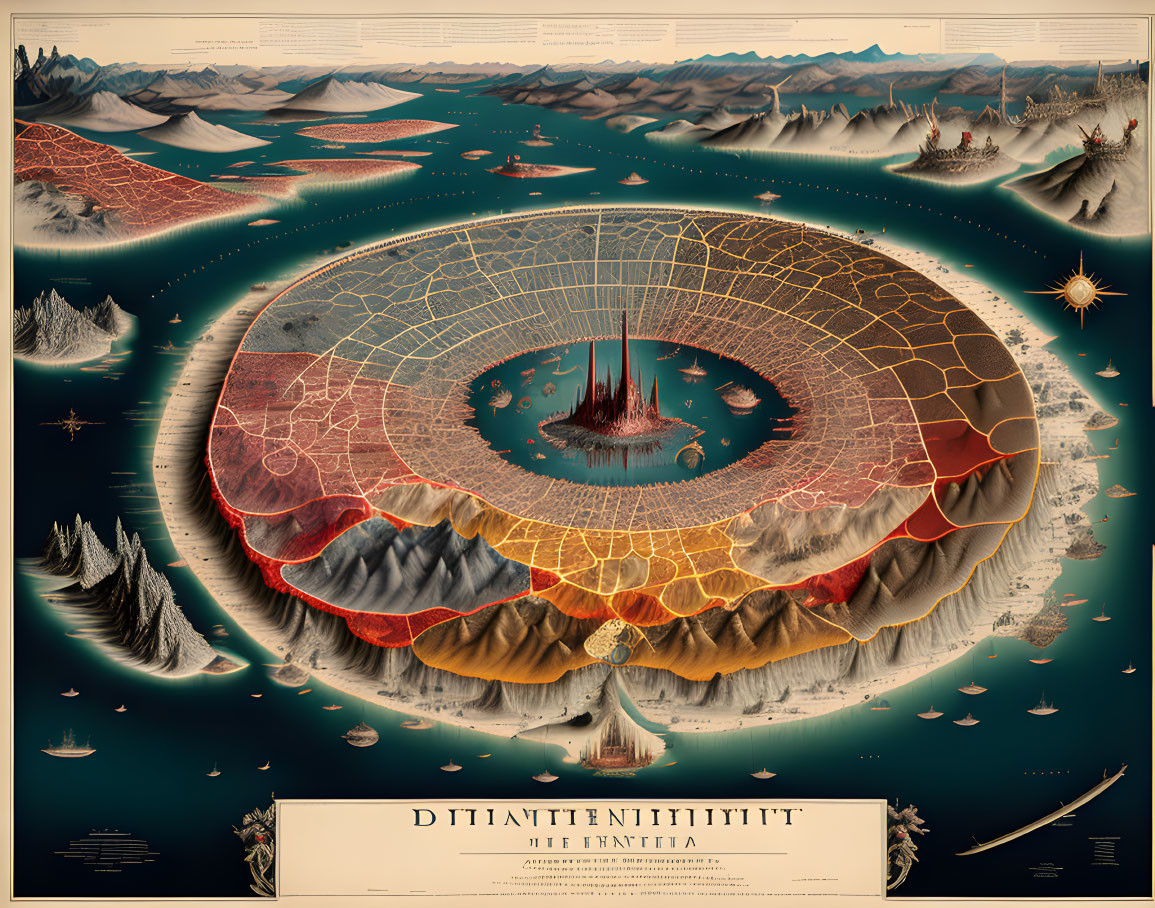 Detailed Cross-Sectional View of Earth's Interior with Geological Layers and Central Core Legends