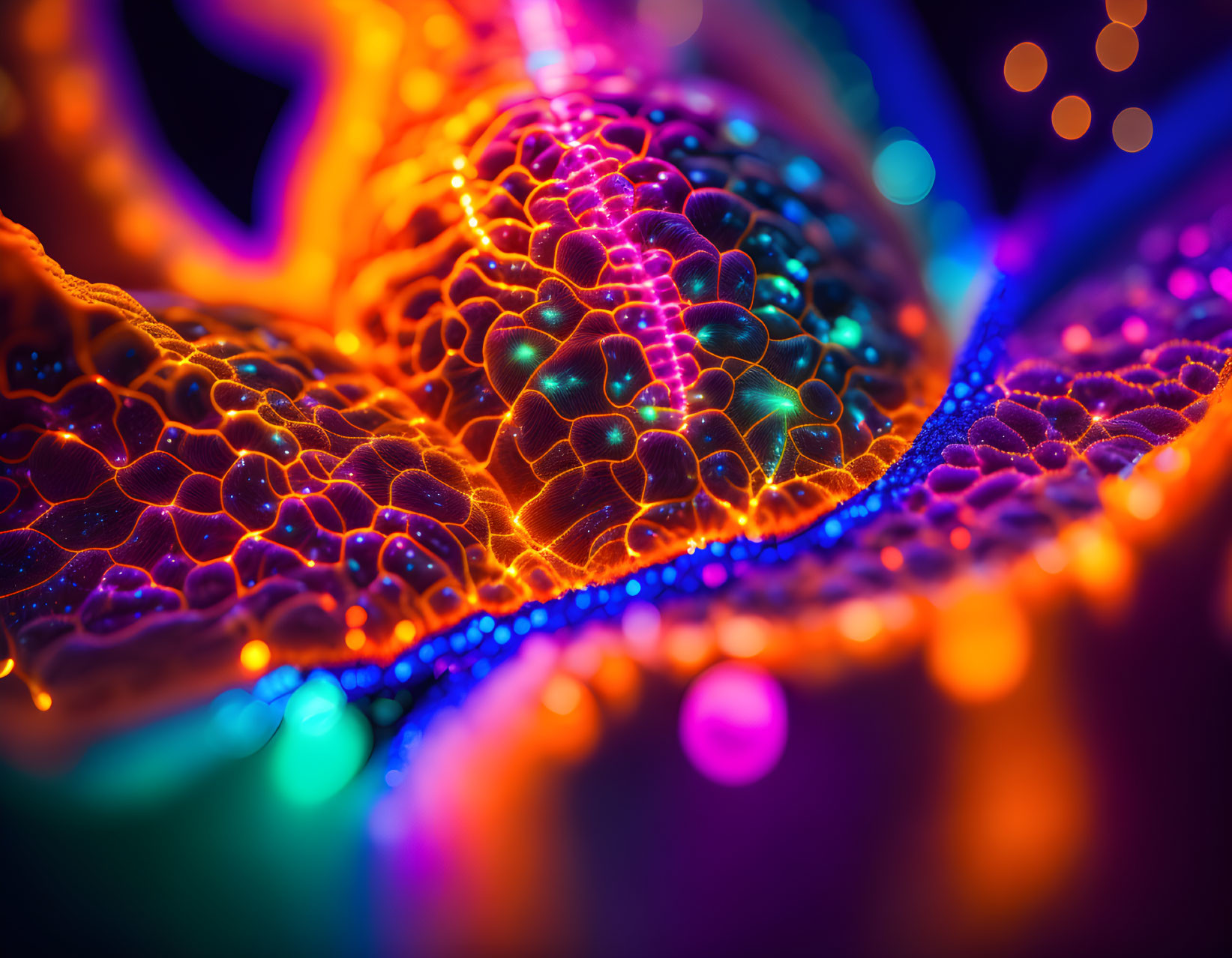 Colorful Bubble Surface with Hexagonal Patterns and Neon Gradient