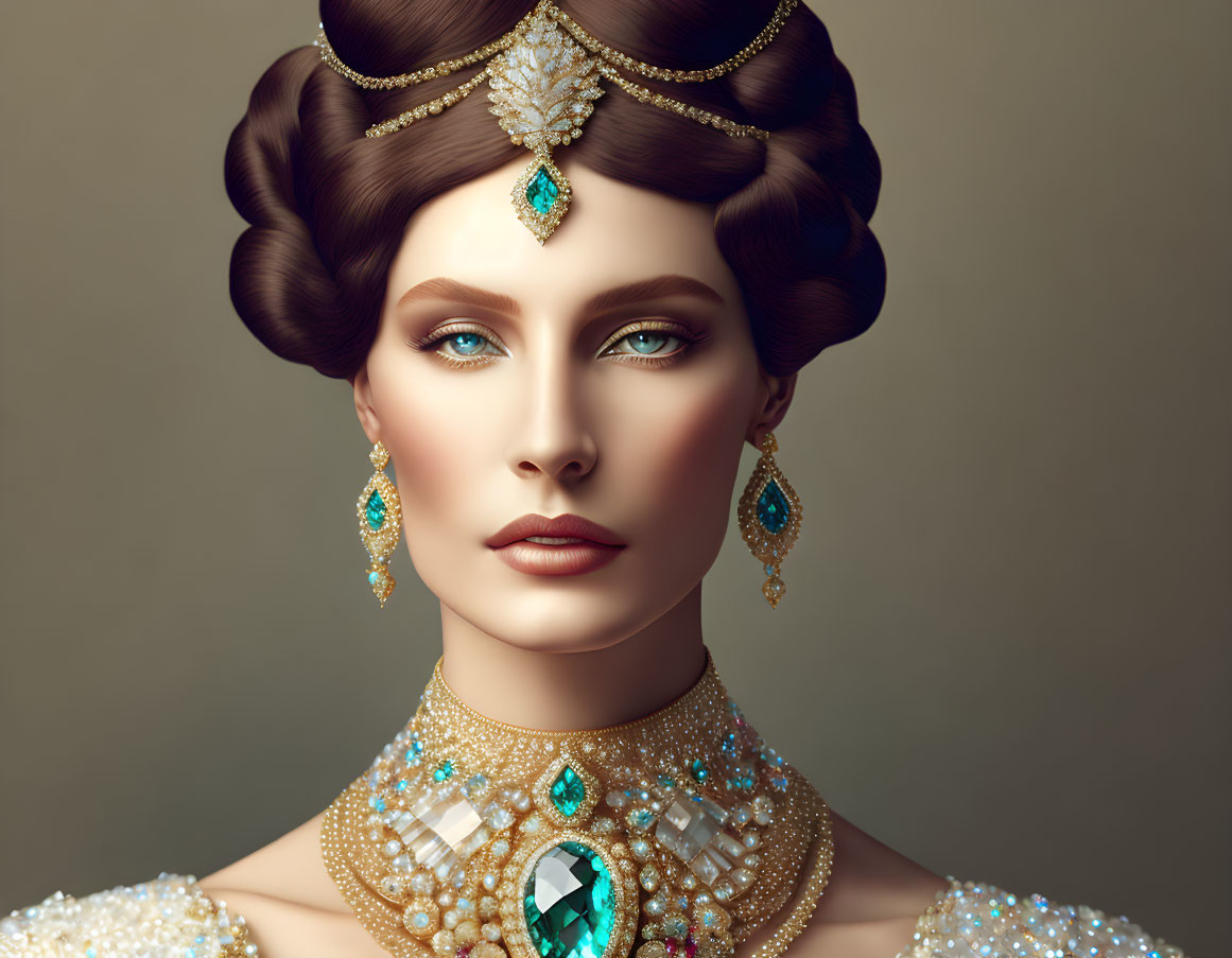 Vintage hairstyle with pearls and gemstones for a regal look