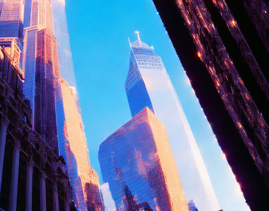 Towering Skyscrapers Under Clear Blue Sky