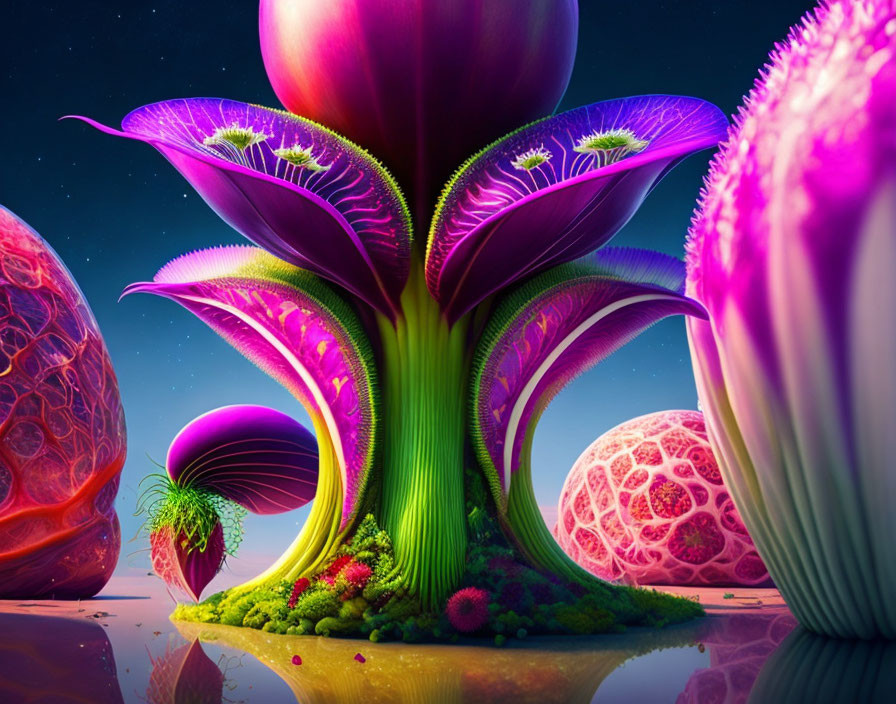 Colorful Alien Plant Life in Fantastical Digital Art