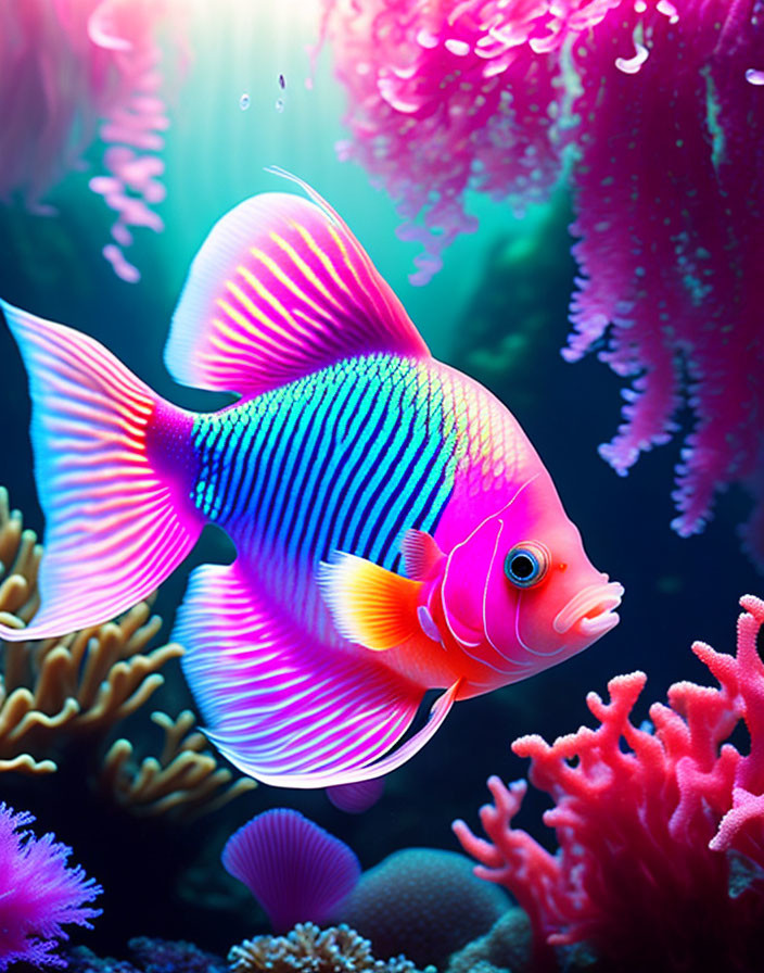 Colorful Tropical Fish Swimming Among Vibrant Coral Reefs