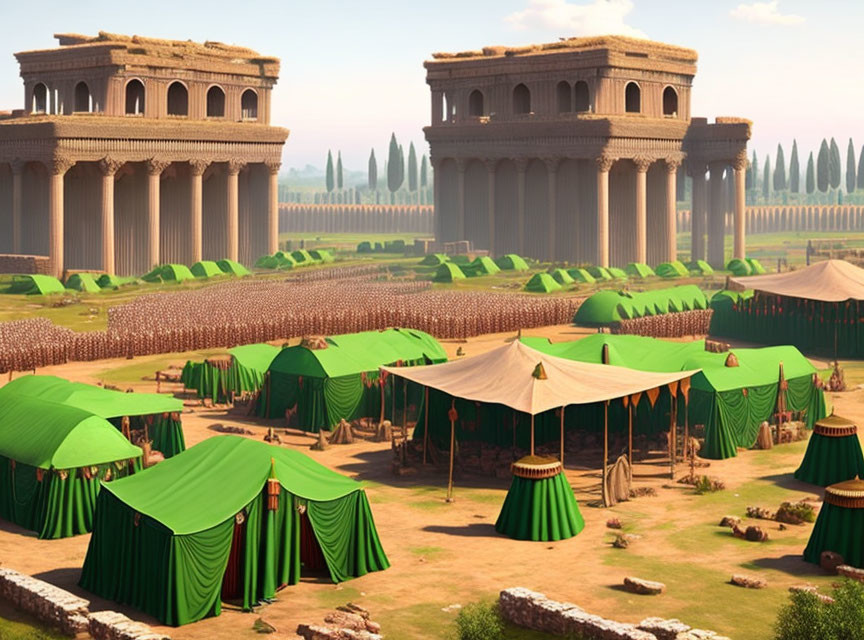 Illustration of Animated Roman/Greek Military Camp