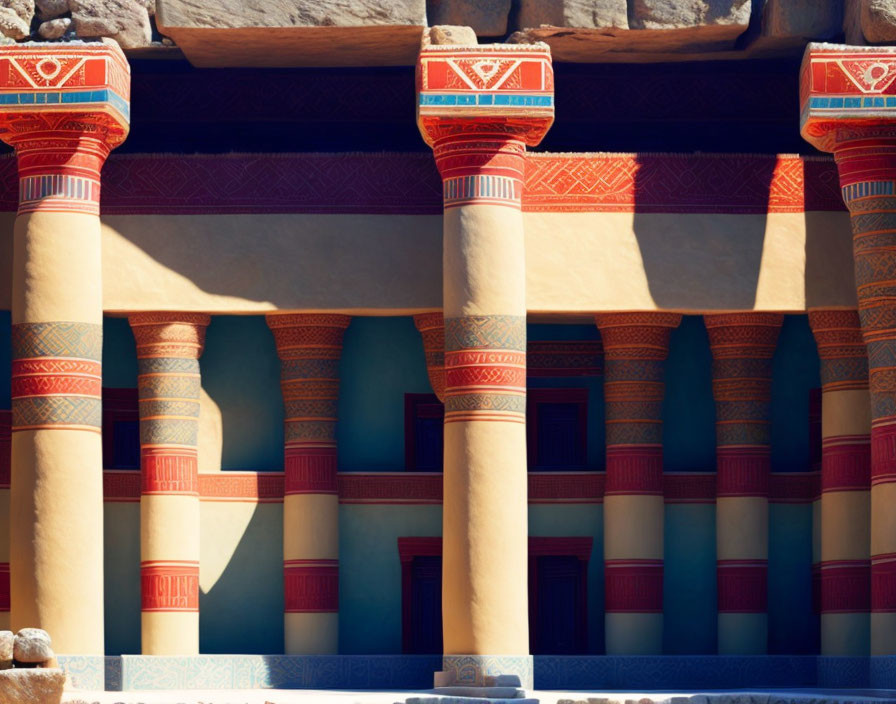 Intricate Egyptian-style building with colored columns