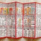 Accordion-style Book with Hand-Drawn Historical and Mythical Illustrations