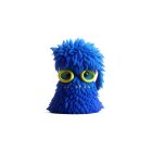 Blue Cute Creature with Yellow Eyes and Feather-like Textures on White Background