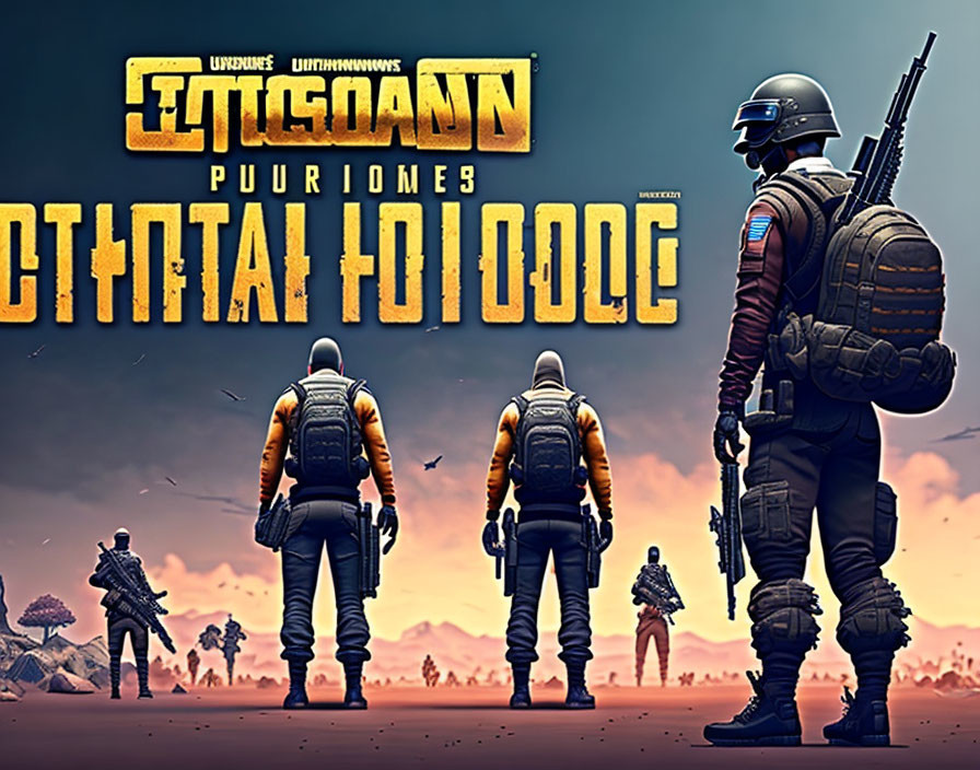 Armored video game characters in post-apocalyptic setting with title "PLAYERUNKNOWN'S BATTLEGROUN