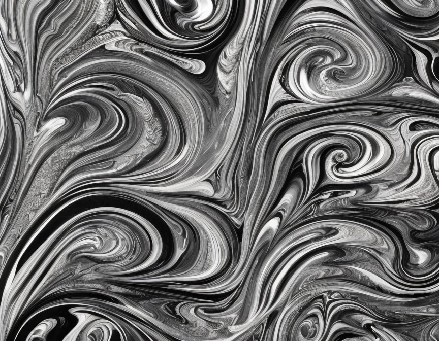 Monochrome Swirls Creating Hypnotic Marble Pattern