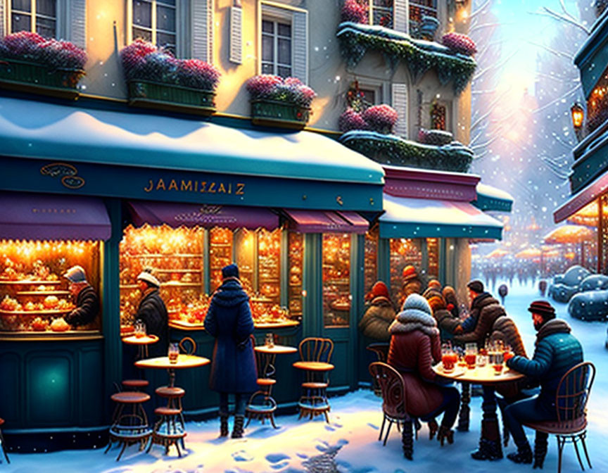 Outdoor Parisian Café in the Winter