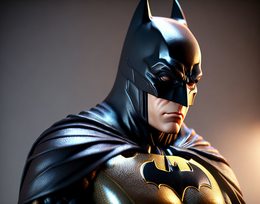 Detailed Batman Figure with Black Cowl and Cape