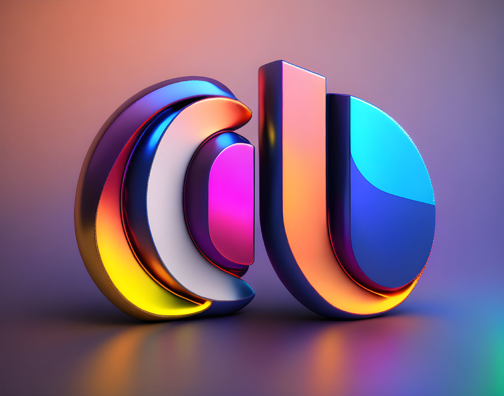 Multicolored 3D Graphic of Glossy Concentric Shapes on Gradient Background