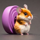 Adorable Hamster Digital Artwork with Purple Shell on Gray Background