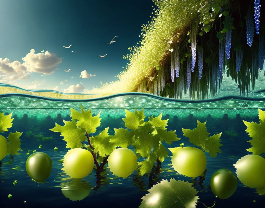 grape grove in the water