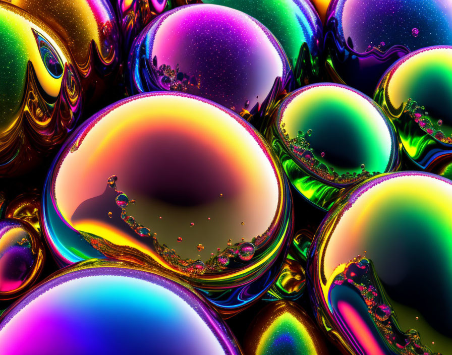 Vivid Abstract Fractal Art with Bubble-Like Structures