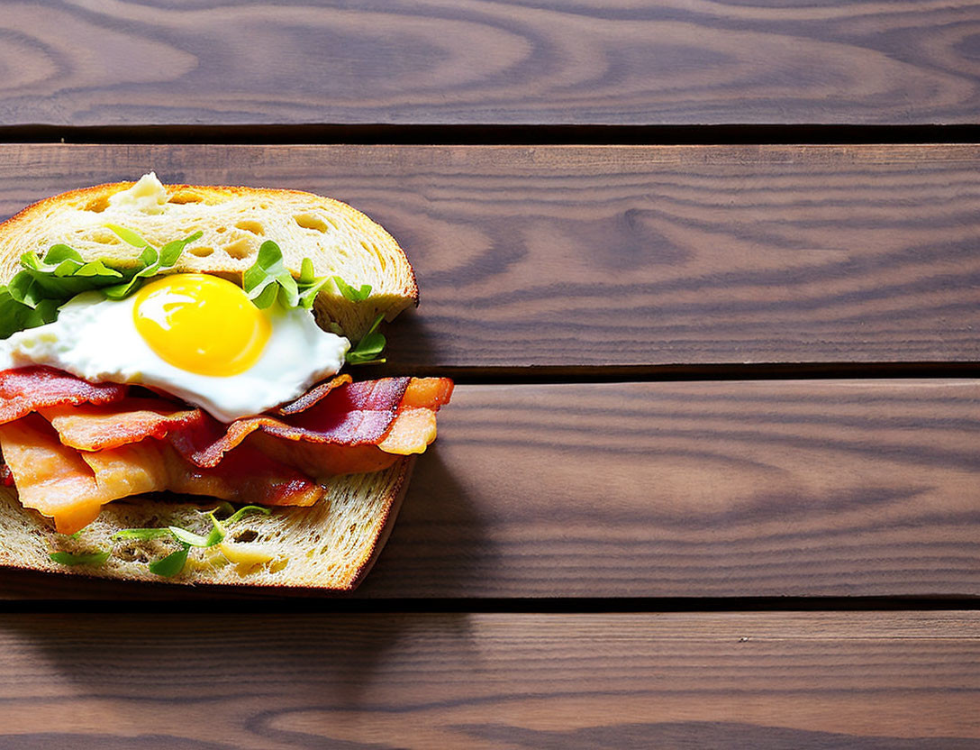 Sunny-Side-Up Egg Breakfast Sandwich with Bacon and Arugula