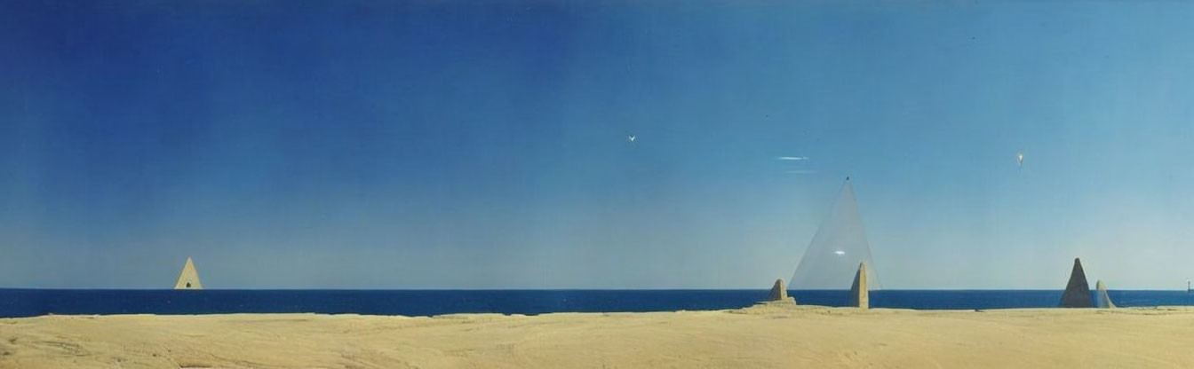 Panoramic View of Serene Beach with Sailboats